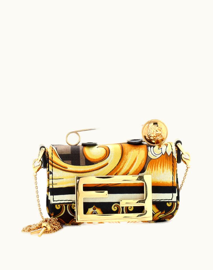 Fendi Fendi X Versace Fendace Chain Baguette Charm Bag Printed Zucca Nylon Nano