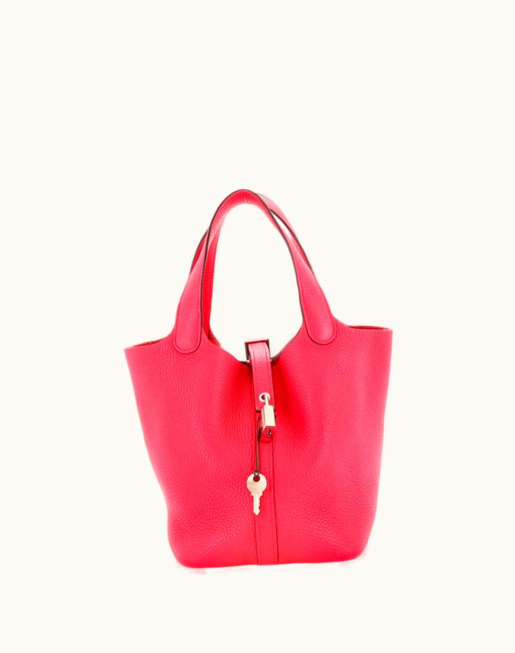Hermès Hermès Picotin Lock Bag Clemence PM Leather Pink Palladium