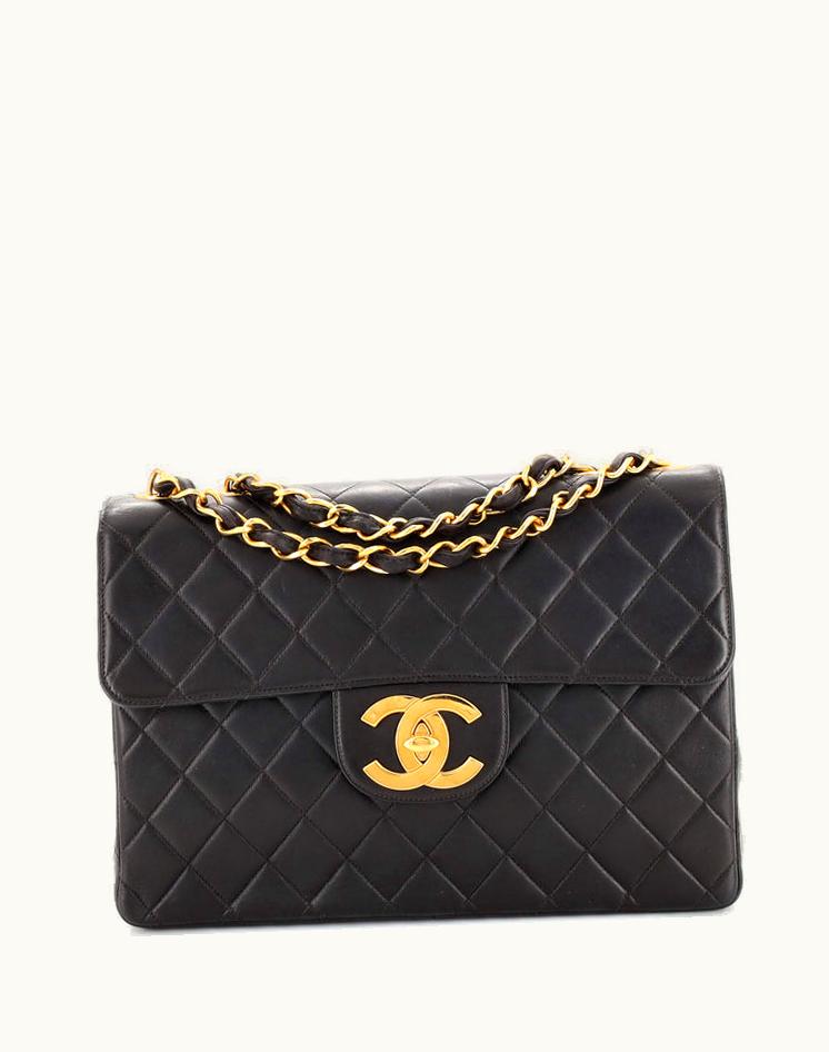 Chanel Chanel Vintage Classic Double Flap Bag Quilted Lambskin Jumbo