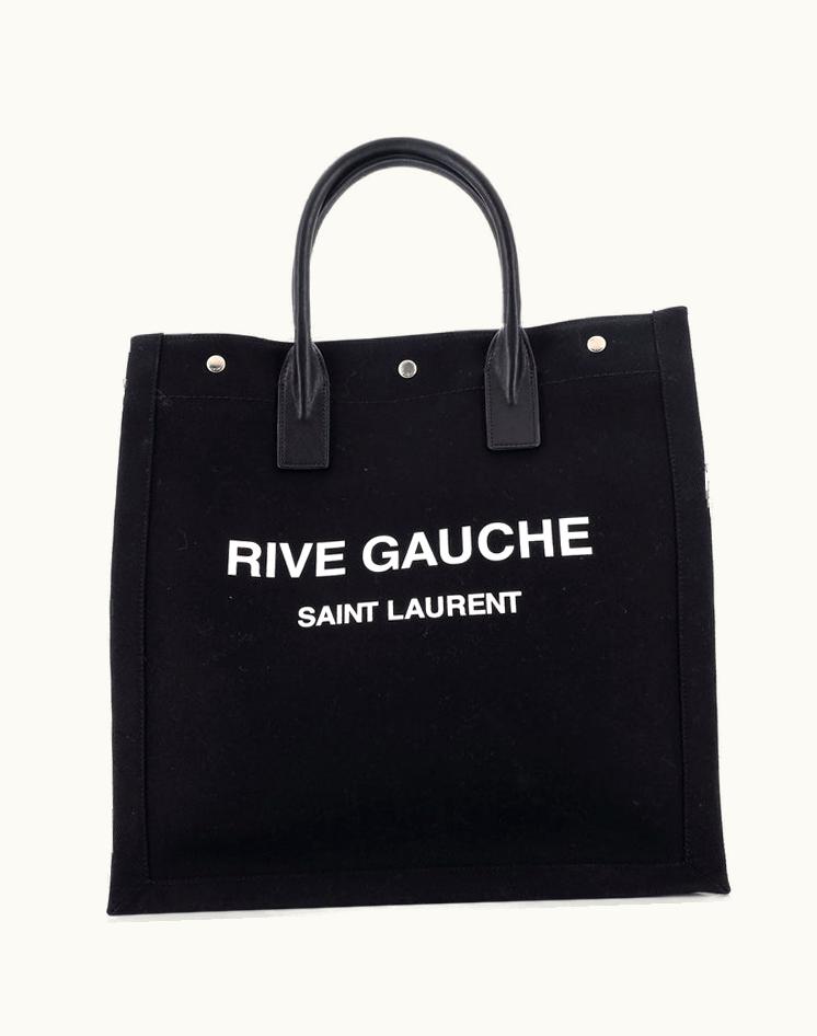 Saint Laurent Saint Laurent Rive Gauche Shopper Tote Canvas Tall Black Aged Silver