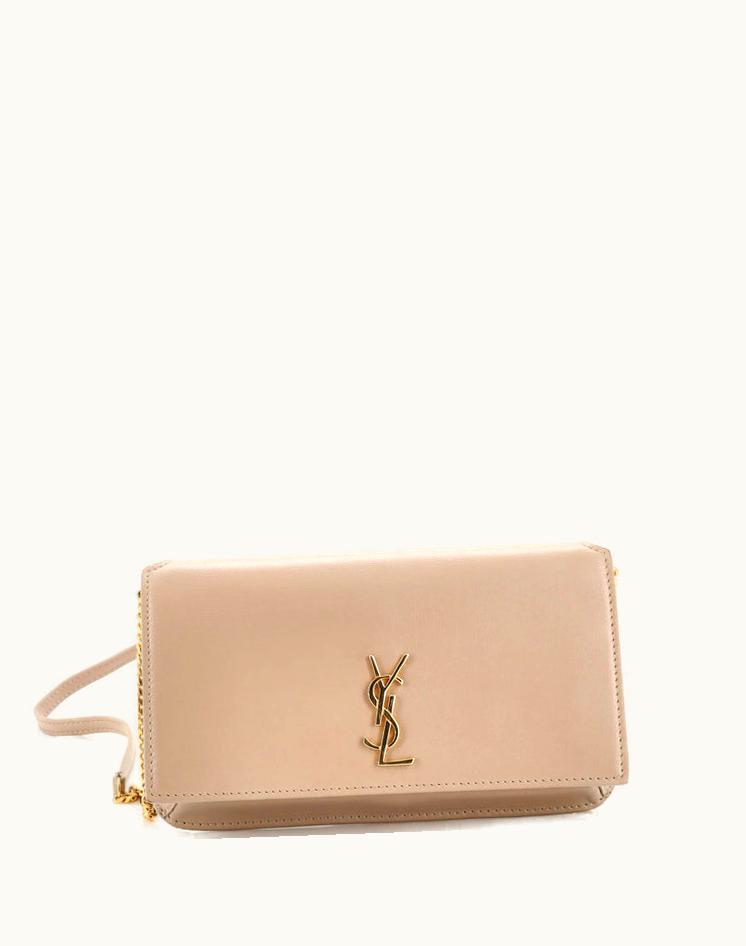 Saint Laurent Saint Laurent Classic Monogram Phone Holder Shoulder Bag Leather Neutral Black Gold