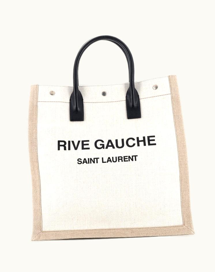 Saint Laurent Saint Laurent Rive Gauche Shopper Tote Canvas Tall Neutral Silver