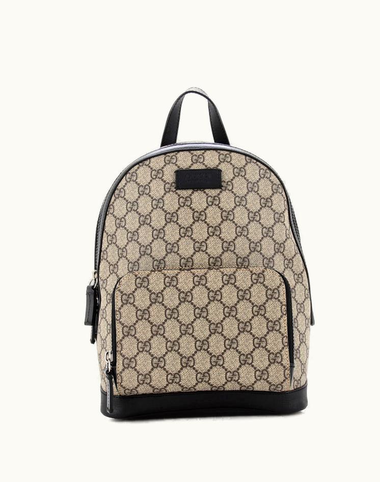 Gucci Gucci GG Coated Canvas Zip Pocket Backpack Small Brown