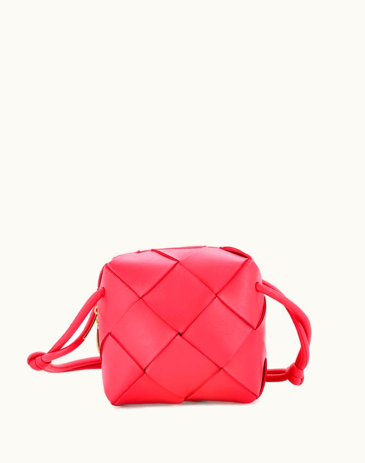 Bottega Veneta Bottega Veneta Cassette Camera Crossbody Bag Maxi Intrecciato Leather Mini Pink Gold
