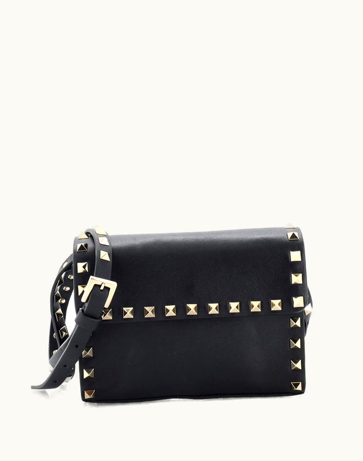 Valentino Valentino Rockstud Flap Crossbody Bag Leather Small