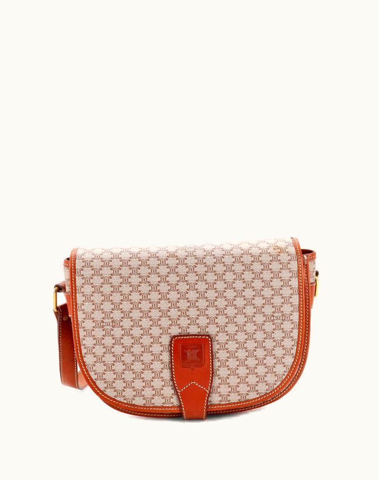 Celine Celine Vintage Saddle Flap Shoulder Bag Macadam Coated Canvas Small