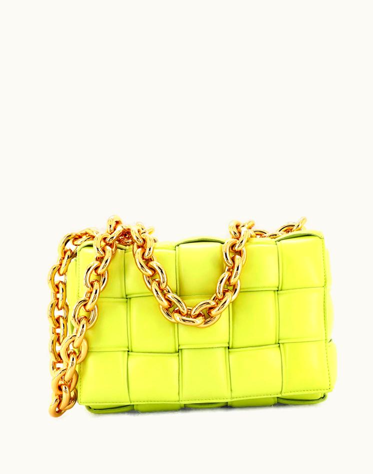 Bottega Veneta Bottega Veneta Cassette Chain Crossbody Bag Padded Maxi Intrecciato Leather Green