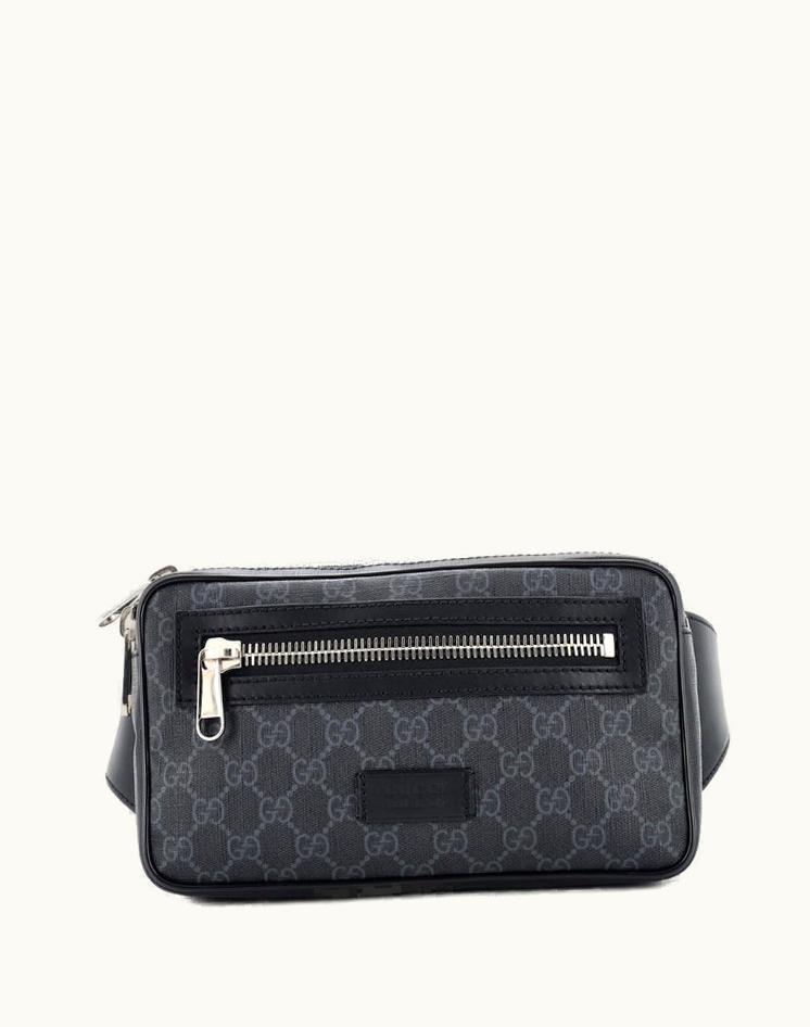 Gucci Gucci Soft Zip Belt Bag GG Coated Canvas Small Black