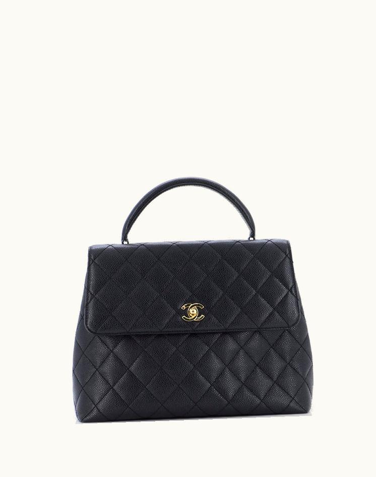 Chanel Chanel Vintage Classic Top Handle Flap Bag Quilted Caviar Jumbo Luxury Leather Black
