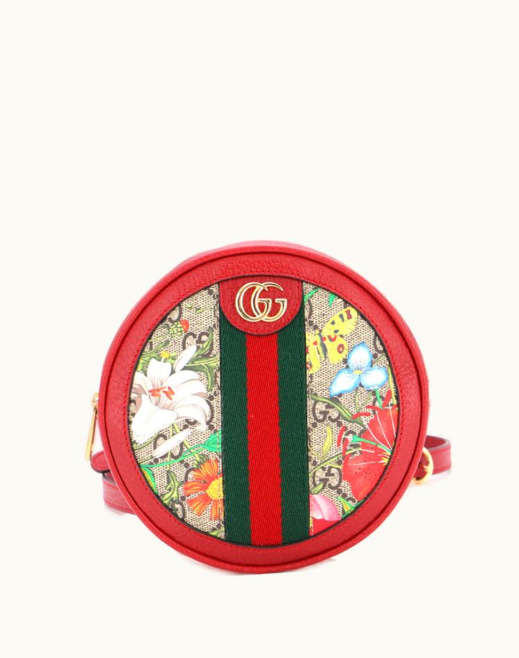 Gucci Gucci Ophidia Round Backpack Flora GG Coated Canvas Mini Multicolor