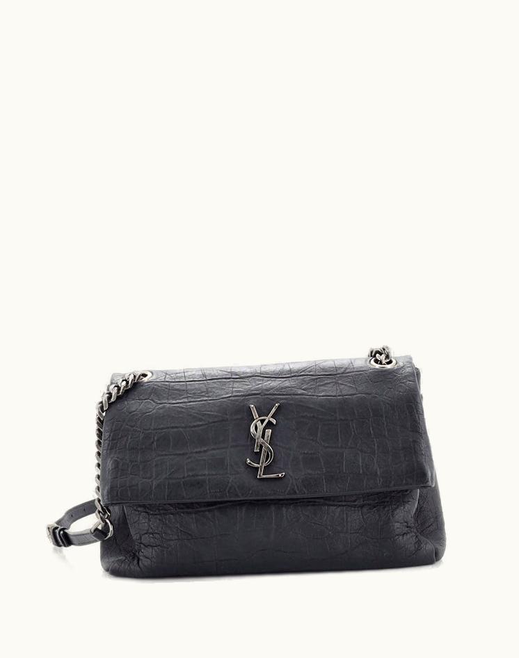 Saint Laurent Saint Laurent West Hollywood Crocodile Embossed Leather Shoulder Bag Medium Black