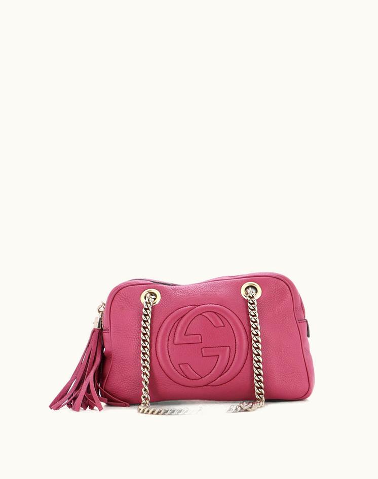 Gucci Gucci Soho Chain Zip Shoulder Bag Leather Small Purple Gold