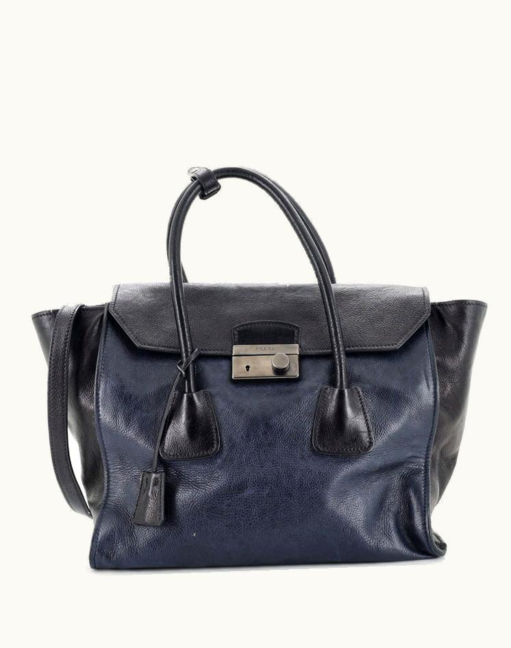 Prada Prada Twin Pocket Lock Flap Tote Glace Calf Medium