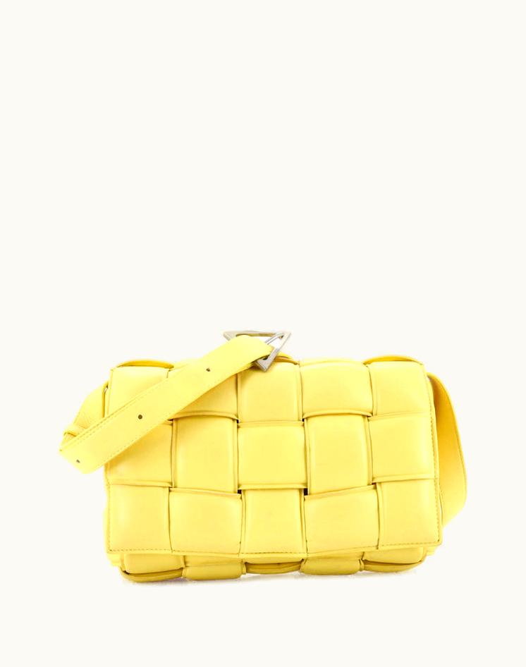 Bottega Veneta Bottega Veneta Cassette Crossbody Bag Padded Maxi Intrecciato Leather Yellow