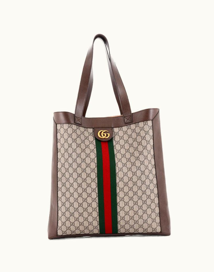 Gucci Gucci Ophidia Soft Open Tote GG Coated Canvas Large Brown Aged Gold