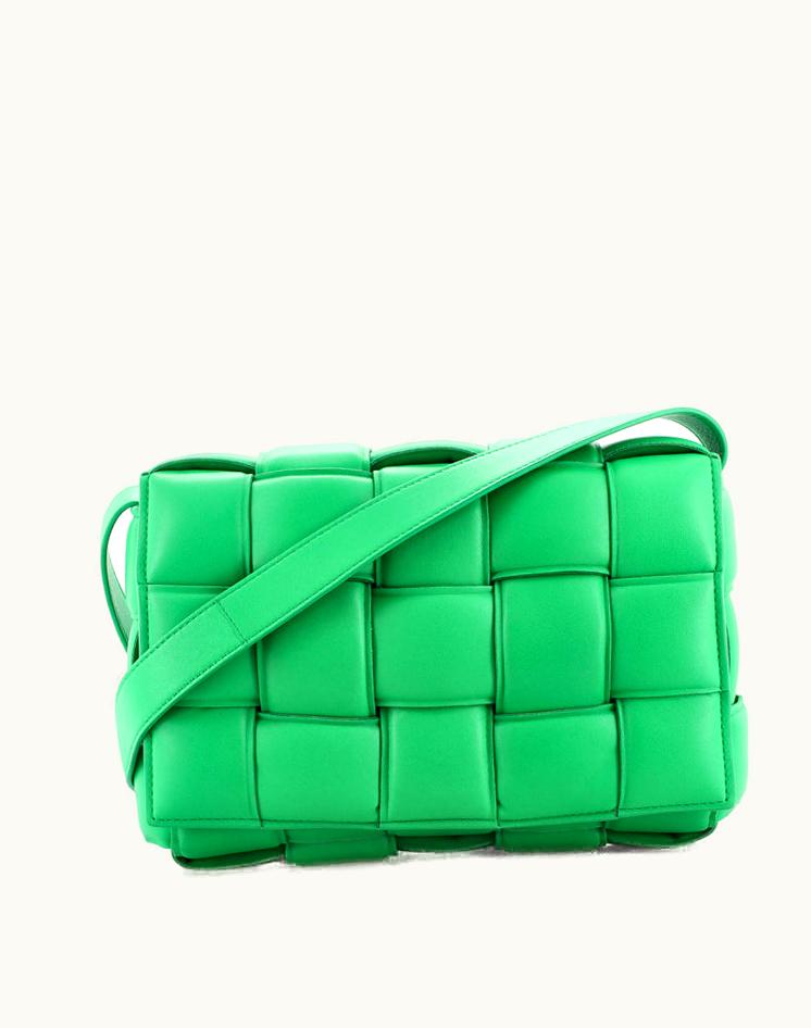 Bottega Veneta Bottega Veneta Cassette Crossbody Bag Padded Maxi Intrecciato Leather Green-Gold