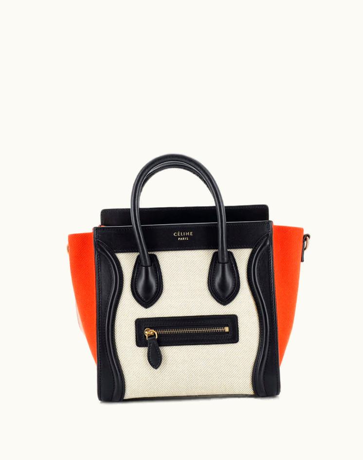 Celine Celine Tricolor Luggage Bag Canvas And Leather Nano