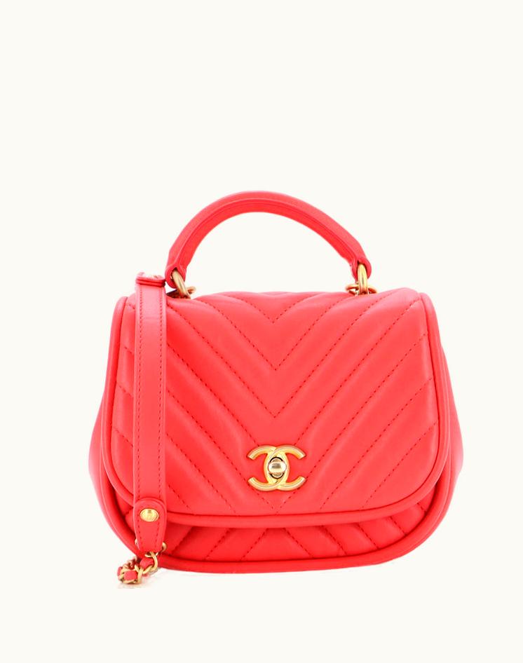 Chanel Chanel Reversed Round Flap Bag Chevron Lambskin Mini