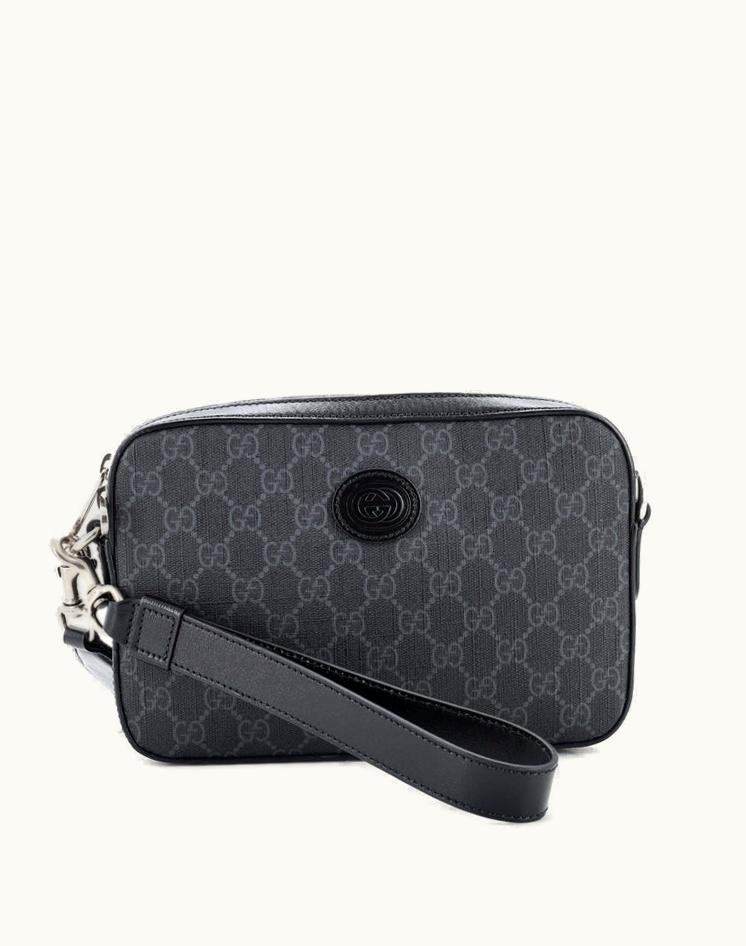 Gucci Gucci Interlocking G Patch Shoulder Bag GG Coated Canvas Small Black
