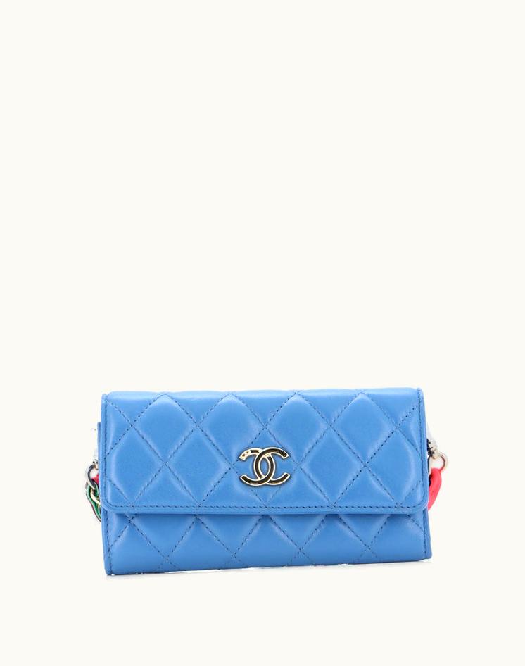 Chanel Chanel Ribbon Long Clutch With Chain Flap Bag Quilted Lambskin