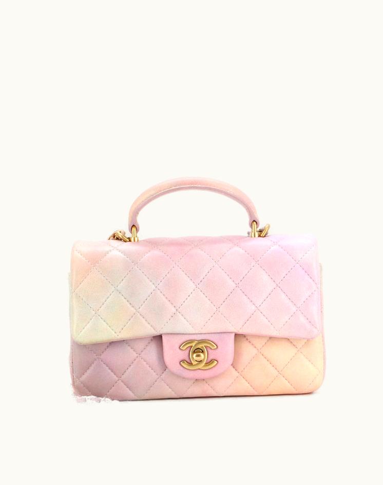 Chanel Chanel Classic Single Flap Top Handle Bag Quilted Ombre Lambskin Mini