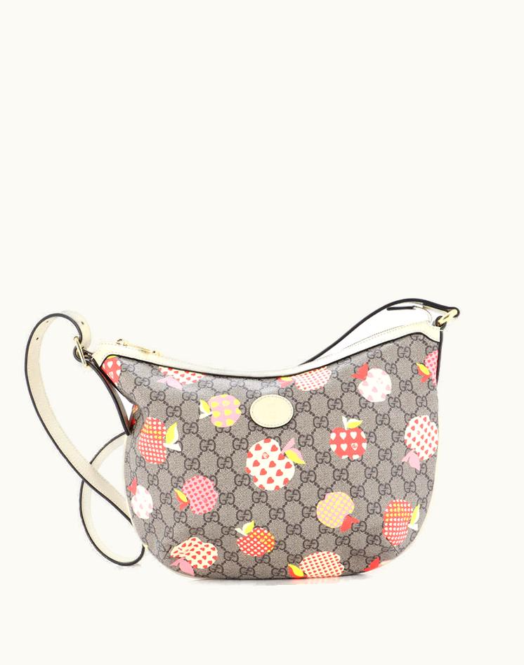 Gucci Gucci Ophidia Half Moon Hobo Printed GG Coated Canvas Small