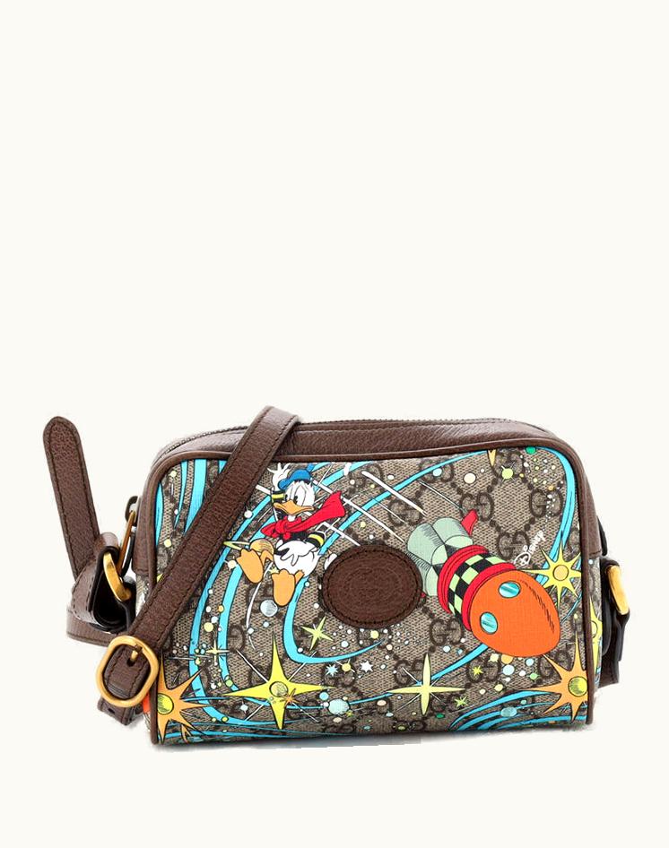 Gucci Gucci GG Coated Canvas Mini Disney Donald Duck Shoulder Bag Brown