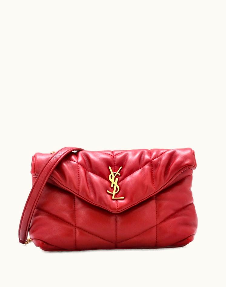 Saint Laurent Saint Laurent Loulou Puffer Mini Shoulder Bag Quilted Leather Red