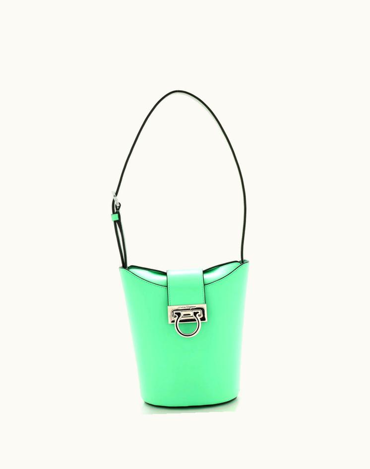 Salvatore Ferragamo Salvatore Ferragamo Trifolio Shoulder Bag Leather Small Green Silver