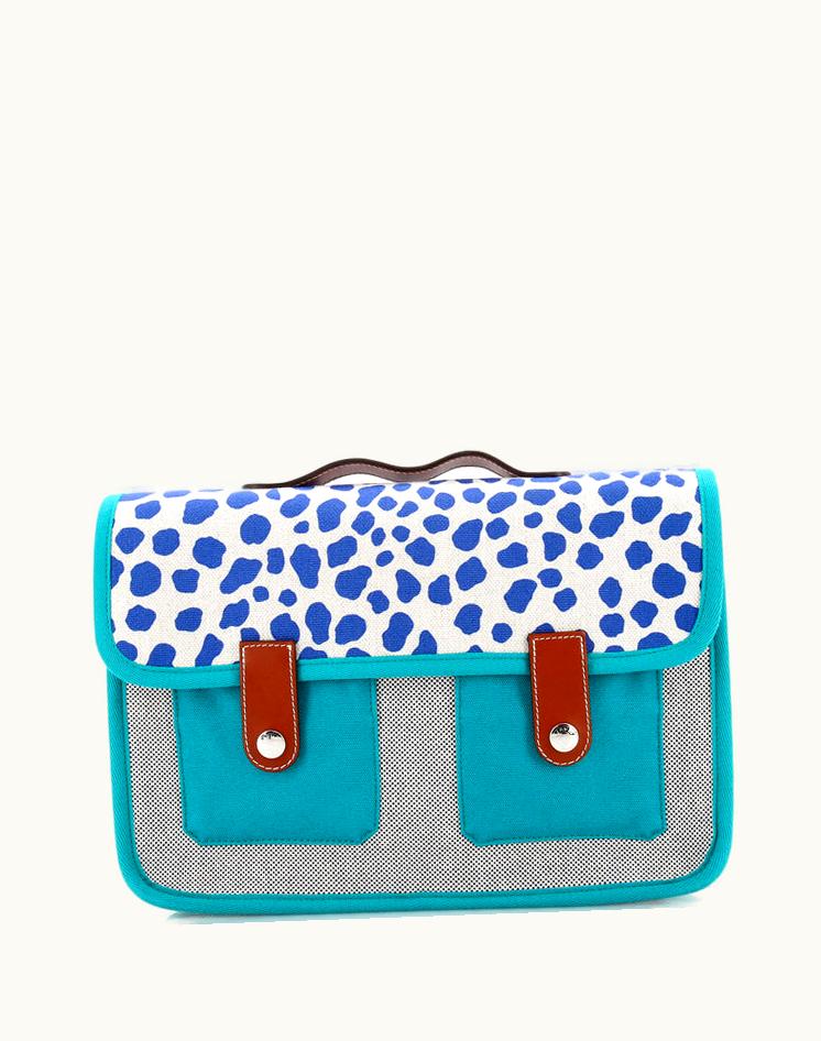 Hermès Hermès 240867/30 School Bag Printed Toile Canvas Blue Neutral Palladium