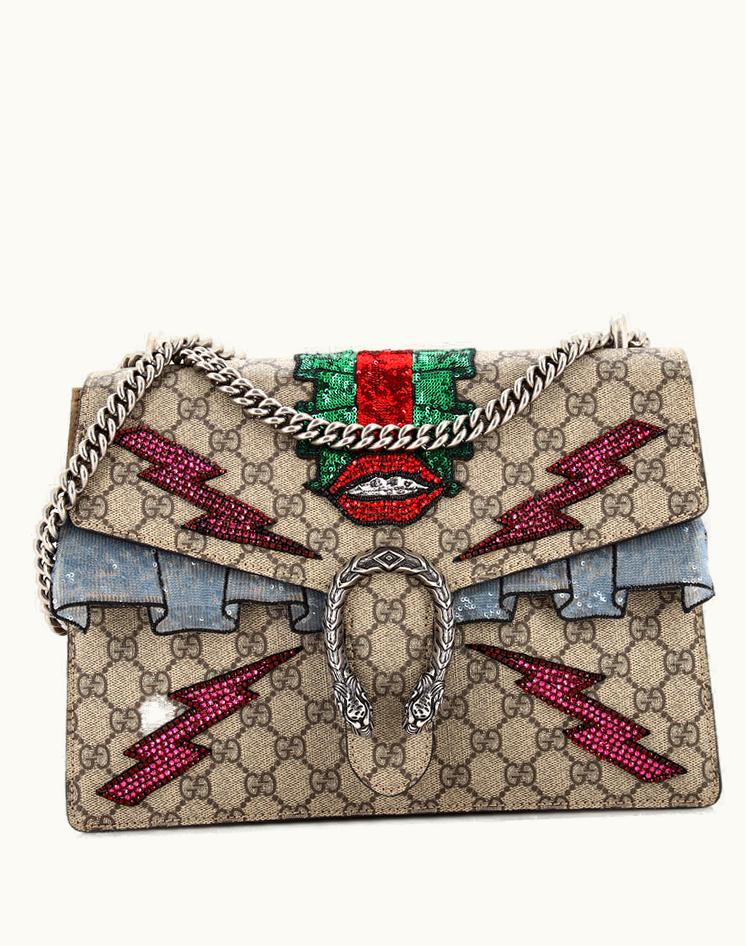 Gucci Gucci Dionysus Bag Sequined GG Coated Canvas Medium Brown Multicolor