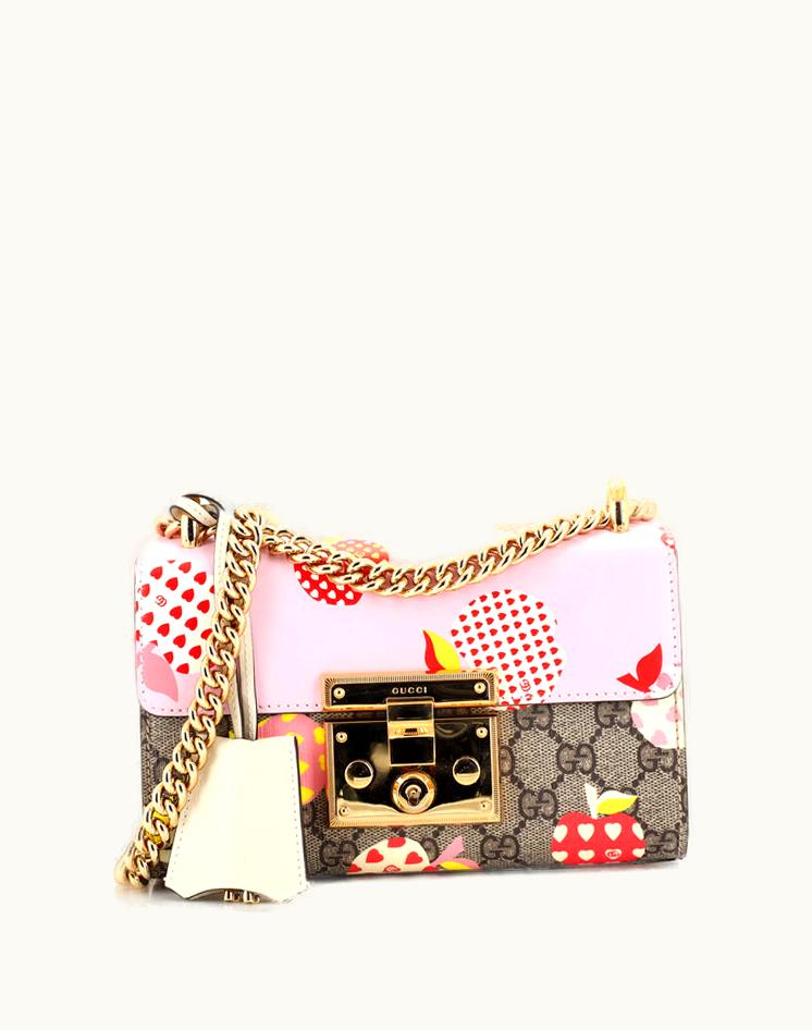 Gucci Gucci Padlock Shoulder Bag Printed GG Coated Canvas Small Brown Gold