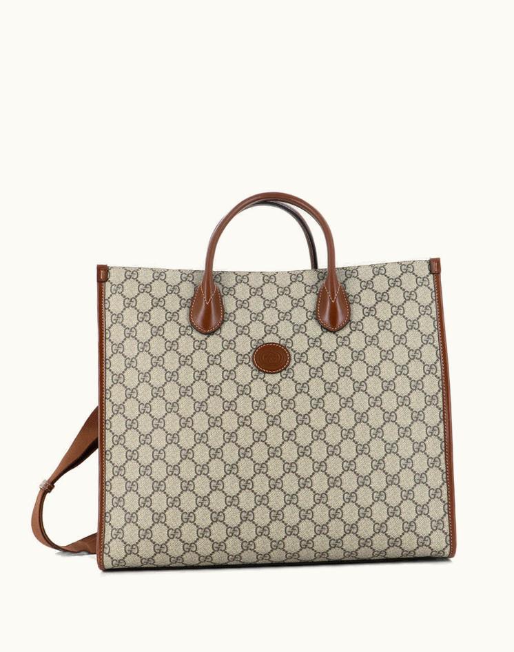 Gucci Gucci Structured Top Handle Open Tote GG Coated Canvas Medium