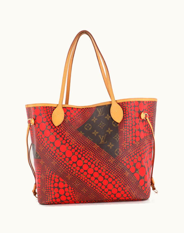 Louis Vuitton Louis Vuitton Neverfull Tote Limited Edition Kusama Waves Monogram Canvas MM in Brown and Red