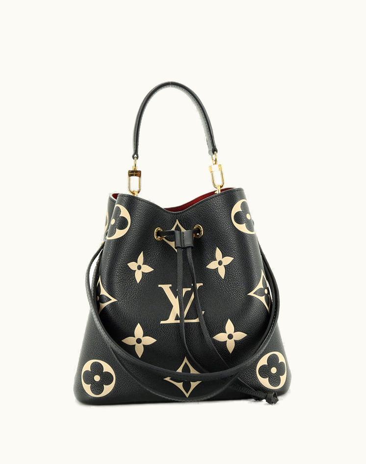 Louis Vuitton Louis Vuitton NeoNoe Handbag Bicolor Monogram Empreinte Giant MM Leather Black Microfiber Red Gold