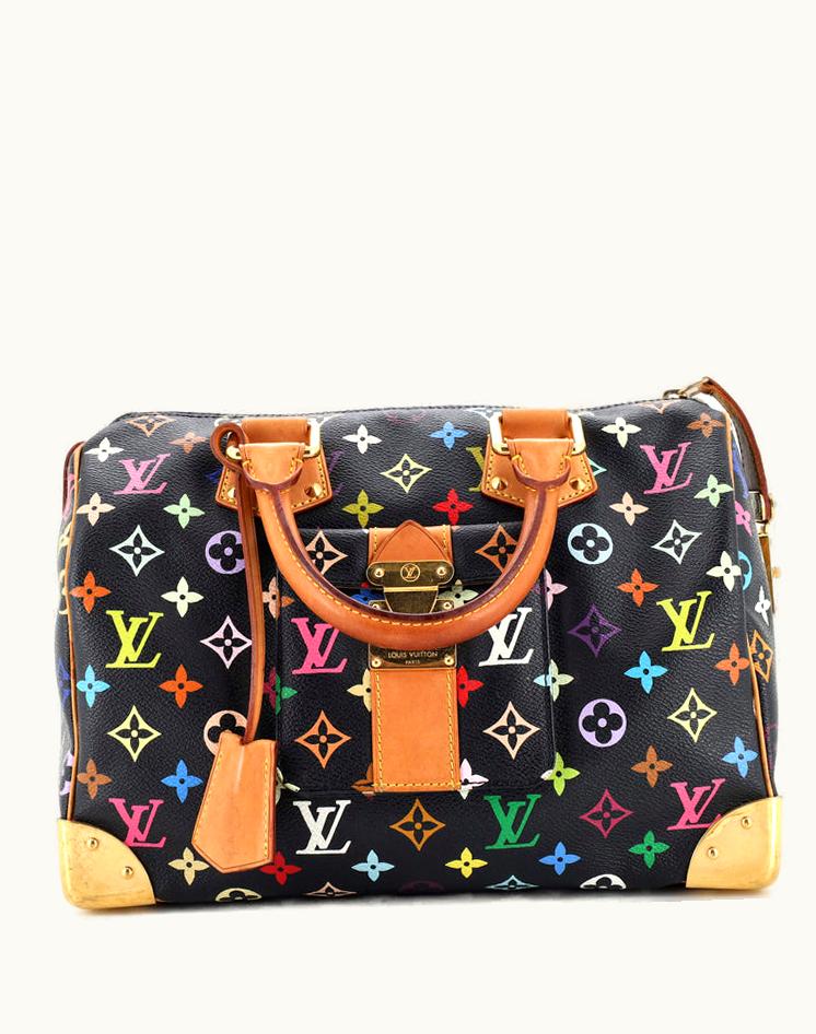 Louis Vuitton Louis Vuitton Speedy Handbag Monogram Multicolor 30 Canvas Coated Black/Gold