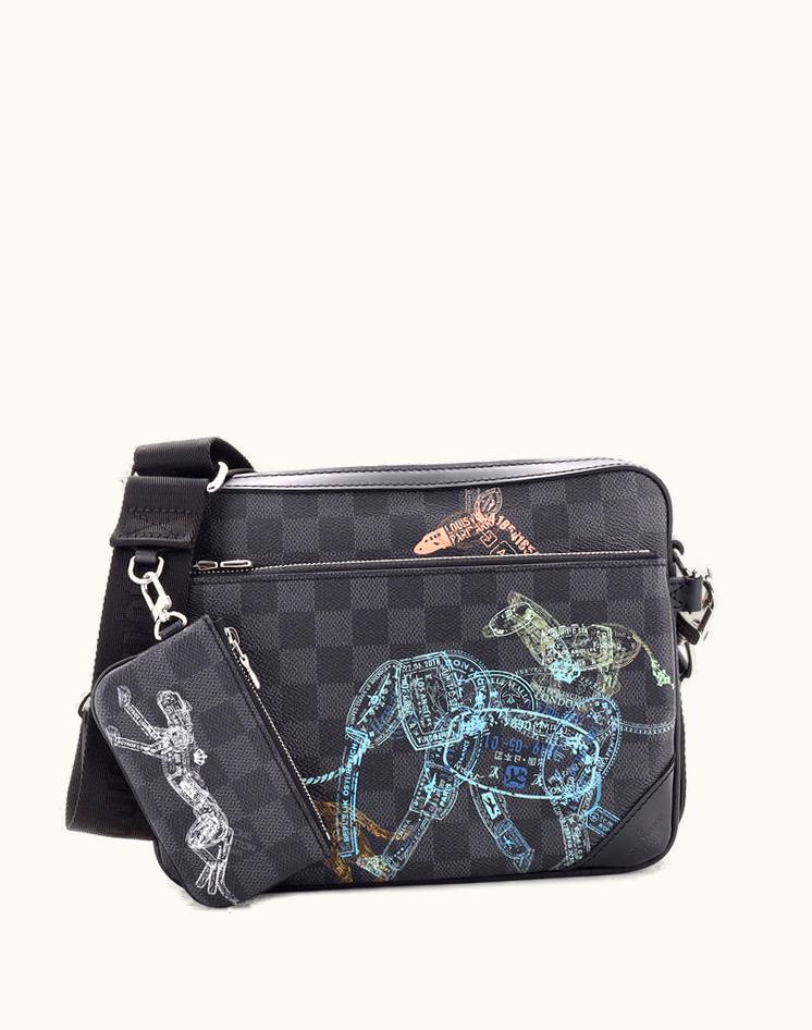 Louis Vuitton Louis Vuitton Trio Messenger Bag Limited Edition Wild Animals Damier Graphite Coated Canvas Black Silver