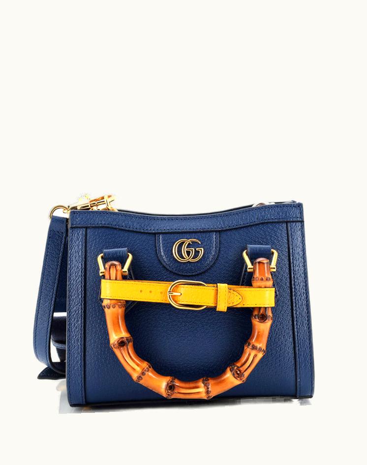 Gucci Gucci Diana NM Bamboo Handle Tote Leather Mini in Blue