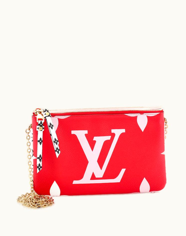 Louis Vuitton Louis Vuitton Double Zip Pochette Limited Edition Colored Monogram Giant Red Canvas Coated