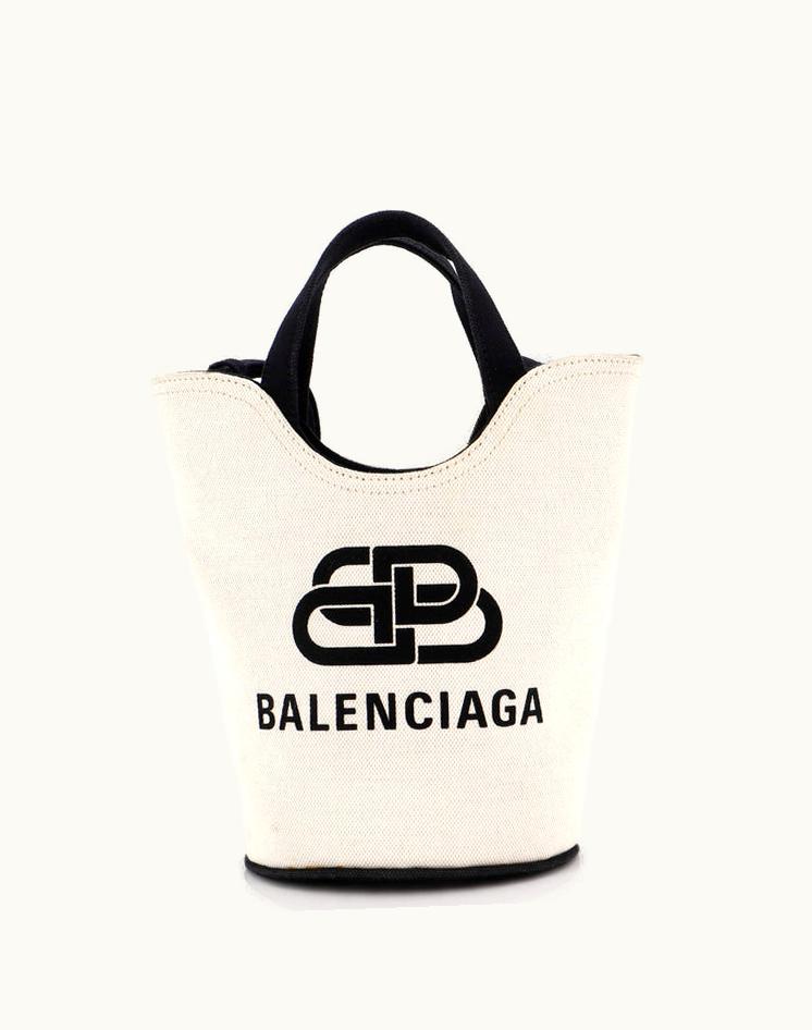 Balenciaga Balenciaga Wave Bucket Tote Printed Canvas XS Neutral Canvas Silver