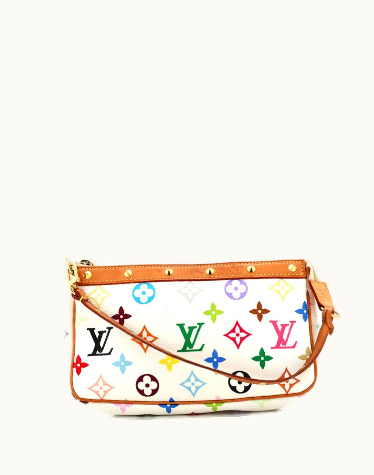 Louis Vuitton Louis Vuitton Pochette Accessoires Monogram Multicolor Coated Canvas Clutch White Red Gold