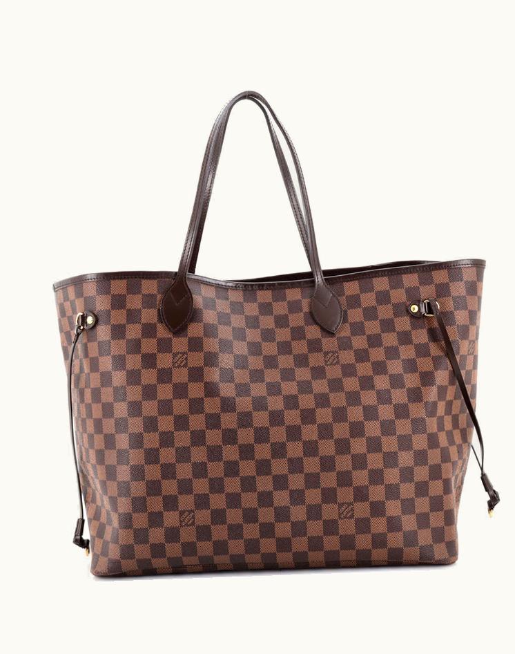 Louis Vuitton Louis Vuitton Neverfull Damier GM Coated Canvas Tote Brown Red Gold