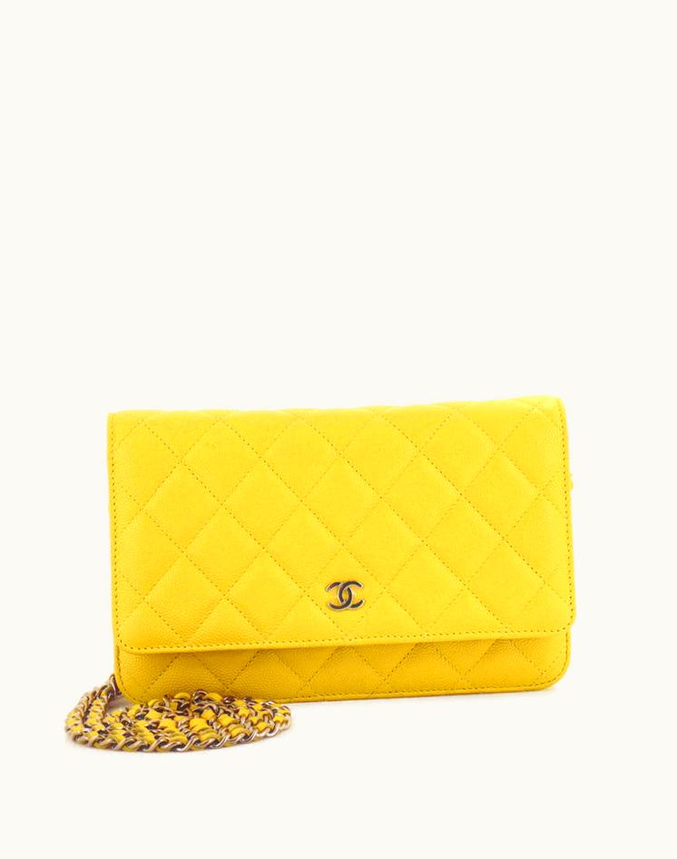 Chanel Chanel Wallet On Chain Quilted Caviar Yellow