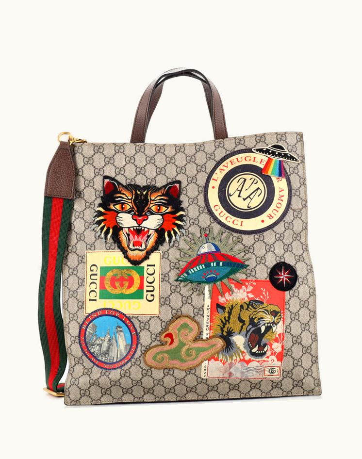 Gucci Gucci Courrier Convertible Soft Open Tote GG Coated Canvas With Applique North South