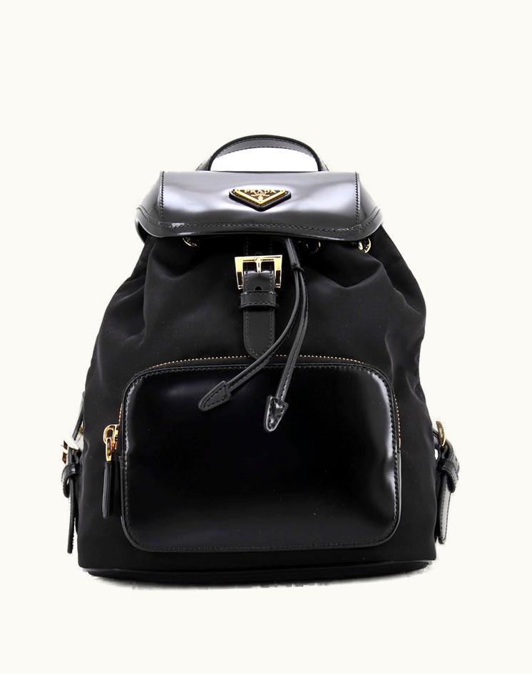 Prada Prada Front Pocket Buckle Backpack Re-Nylon And Leather Medium
