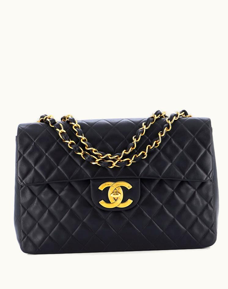 Chanel Chanel Classic Black Lambskin Quilted Maxi Flap Bag