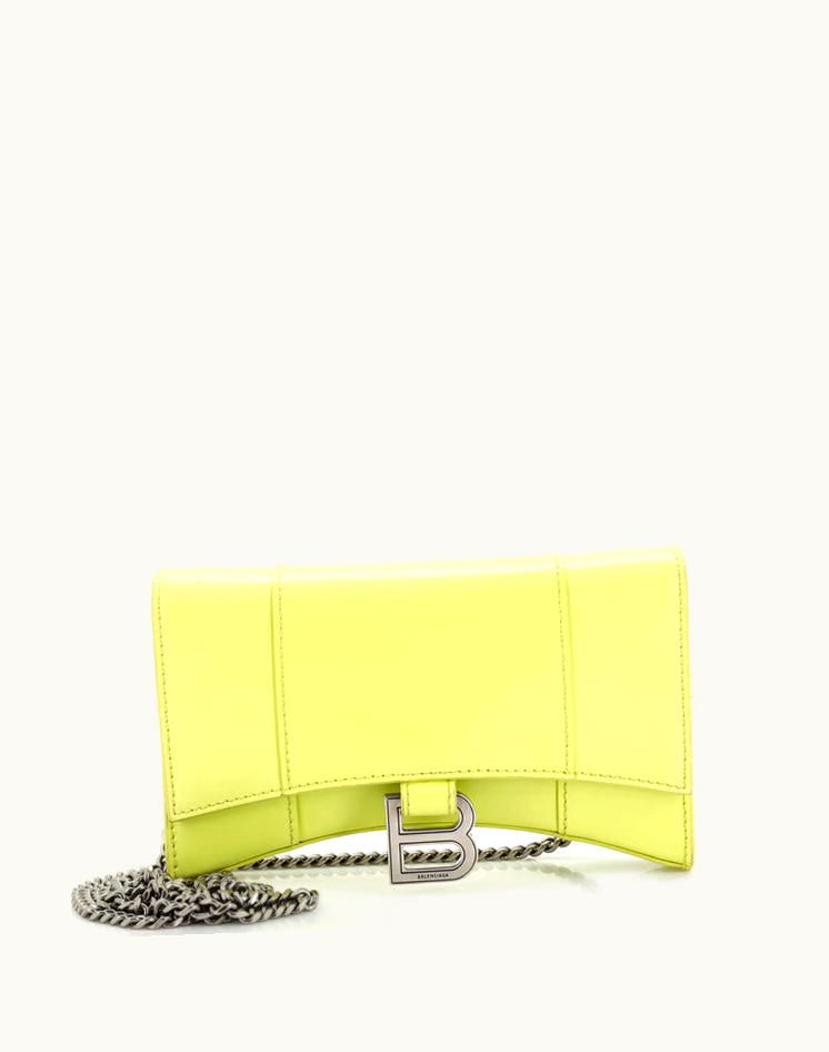 Balenciaga Balenciaga Hourglass Chain Wallet Leather Yellow