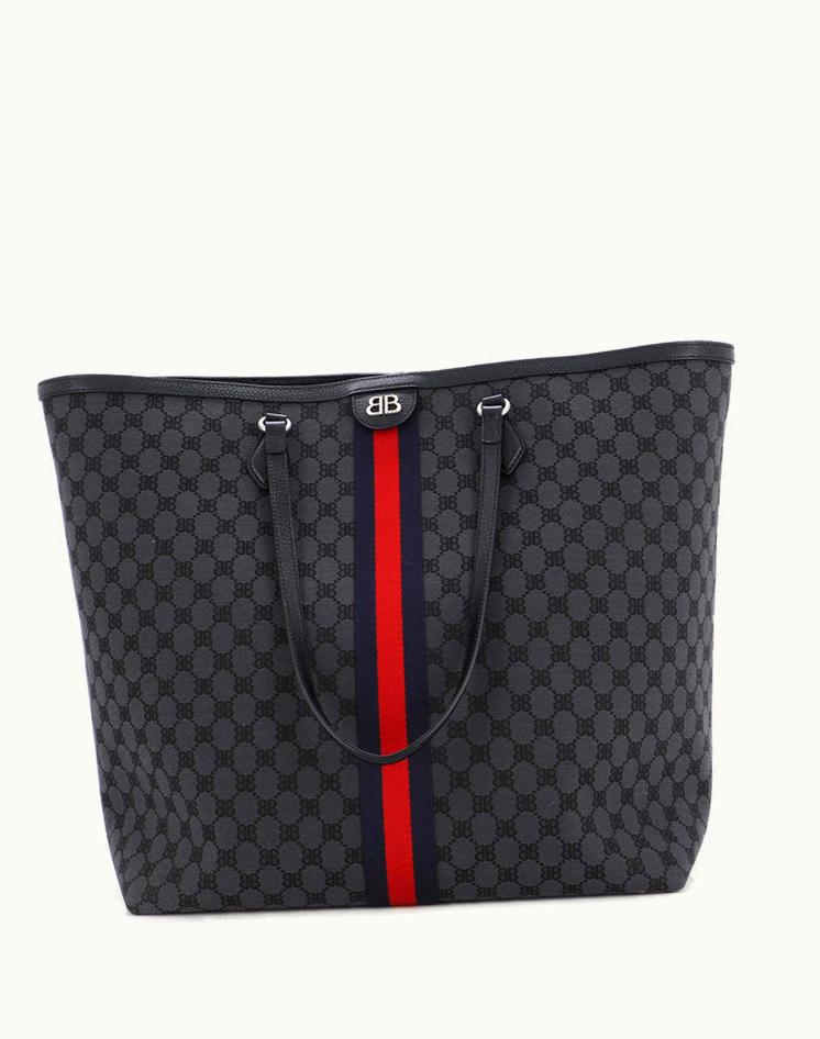 Balenciaga Balenciaga X Gucci The Hacker Project Tote BB Canvas Large Black Aged Silver