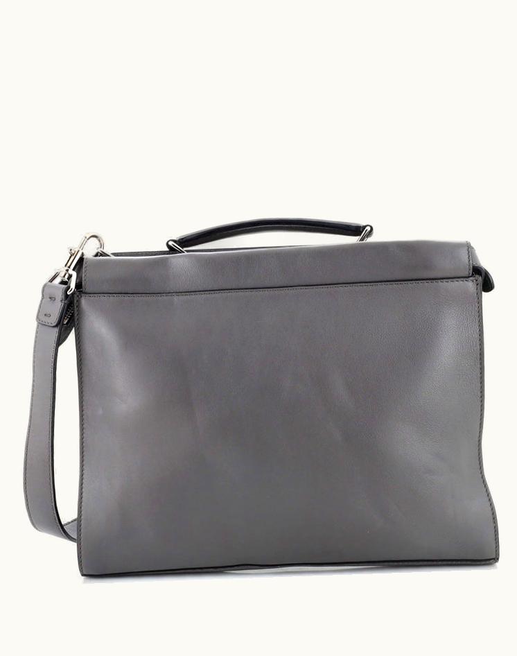 Fendi Fendi Peekaboo Fit Bag Leather with Zucca Embossed Leather Regular Gray Silver