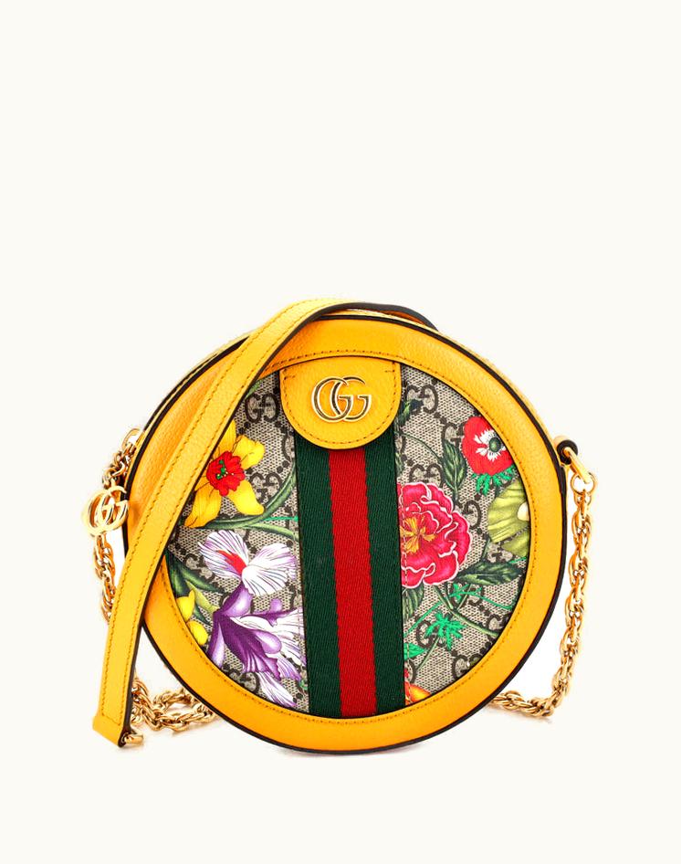 Gucci Gucci Flora GG Coated Canvas Mini Shoulder Bag Yellow